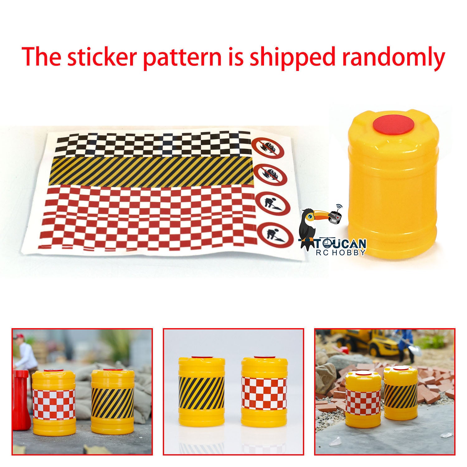 1/14 Scale RC Construction Vehicle Plastic Traffic Sign Guardrail & Barrier Cones - Crash Bucket Decorative Parts for Remote Control Cars | DIY Construction Site Scenes, RC Car Racing Tracks, Kids Play Zones