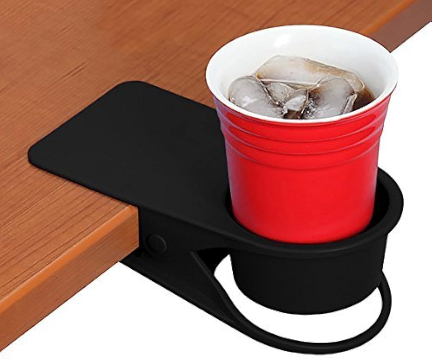 Black Cup Clip Drink Holder - 2 Pack - Secure Beverage & Phone Holder for Tables, Desks, Chairs, Shelves | Perfect for Office, Home, Car & Outdoor Use