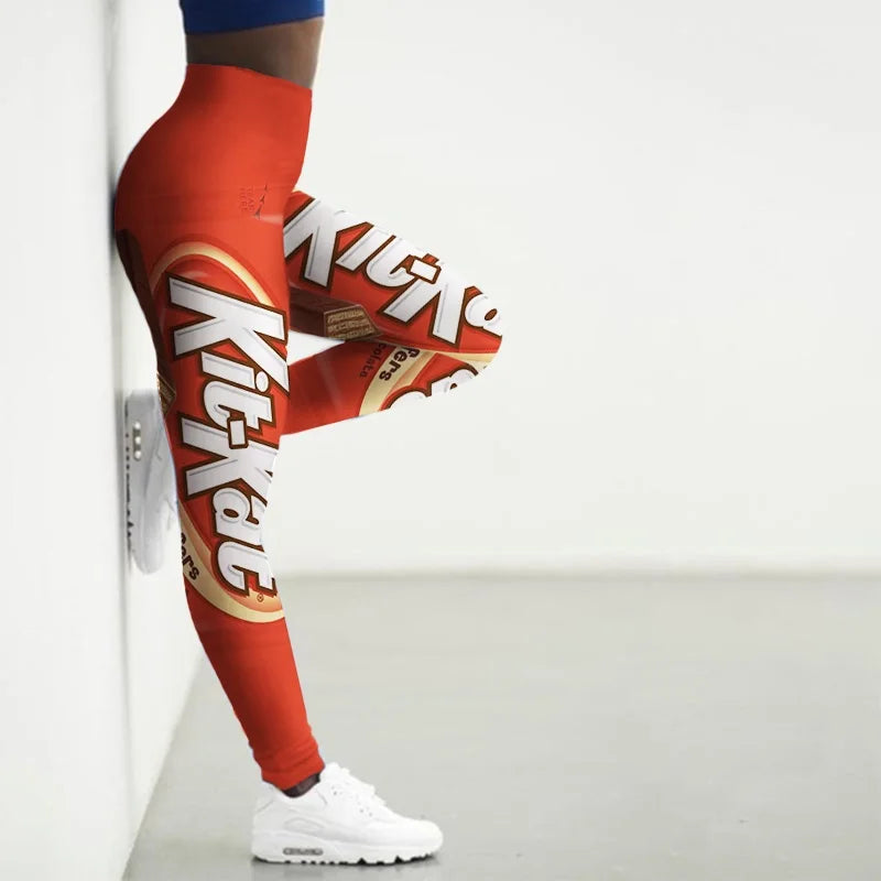 3D Snacks Printed Women's Sport Leggings - High Waist Yoga Pants, Seamless Gym Tights for Running, Workout & Fitness - Cute Casual Wear for Women