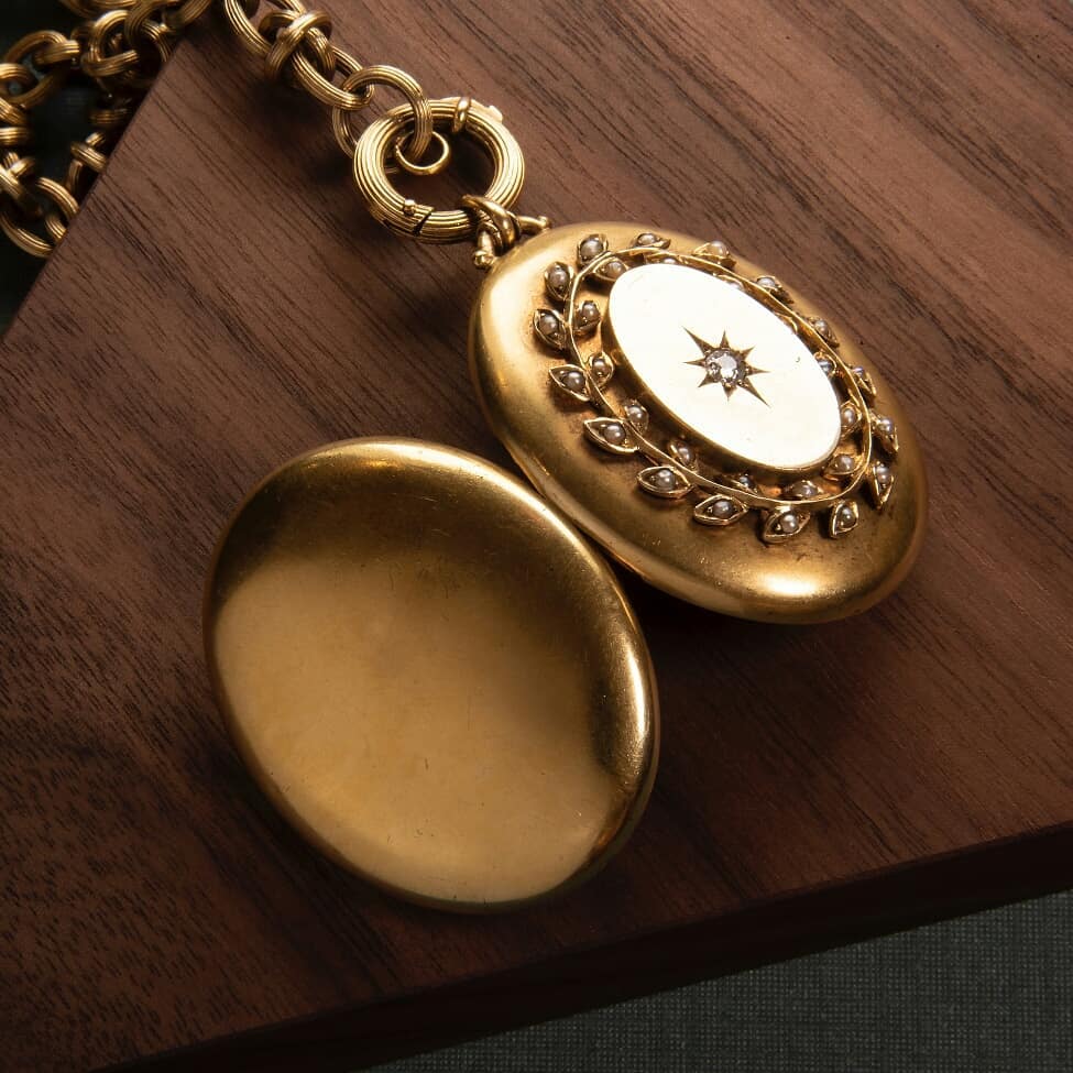 Elegant Diamond & Seed Pearl Gold Locket Necklace - Perfect for Weddings, Anniversaries & Special Occasions