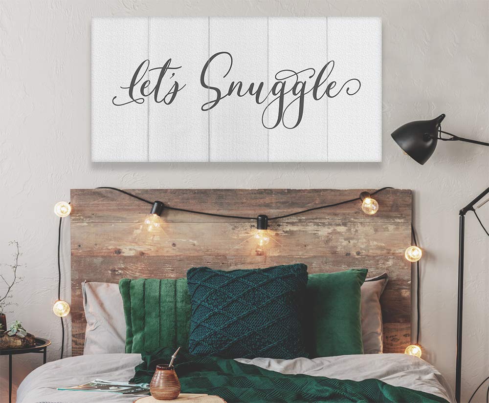 Minimalist Bedroom Wall Art - Romantic Couples Decor for Above Bed, Cuddle Sign, Perfect Wedding & Housewarming Gift, White & Grey 18x36 Unframed Poster - Ideal for New Home Decor, Bedroom Makeover & Cozy Couple Spaces