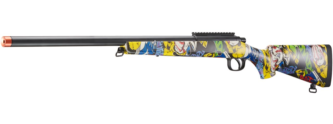 Double Bell VSR-10 Airsoft Bolt Action Sniper Rifle - 575 FPS High Power, Graffiti Camo Design | Perfect for Outdoor Tactical Games & Target Shooting