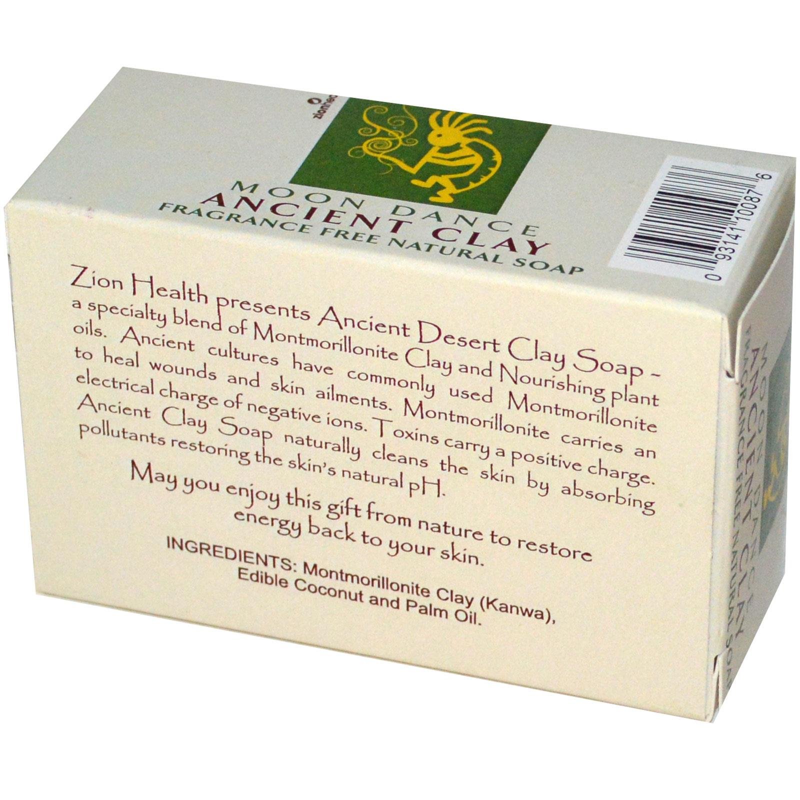 Zion Health Clay Soap Moon Dance - Fragrance-Free 6 oz Bar Soap for Sensitive Skin & Natural Skincare Routine | Gentle Cleansing for Face & Body