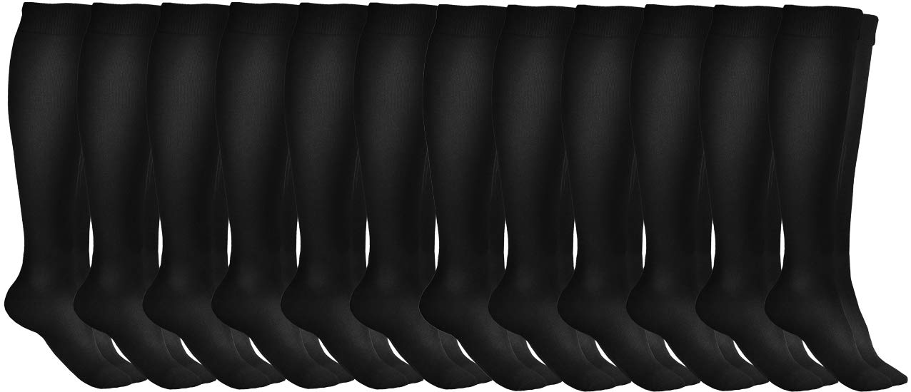 Yacht & Smith 12 Pairs Girls Knee High Socks - Flat Knit School & Boot Socks for Teens - Comfortable Crew Socks for School Uniform, Winter Boots & Casual Outfits