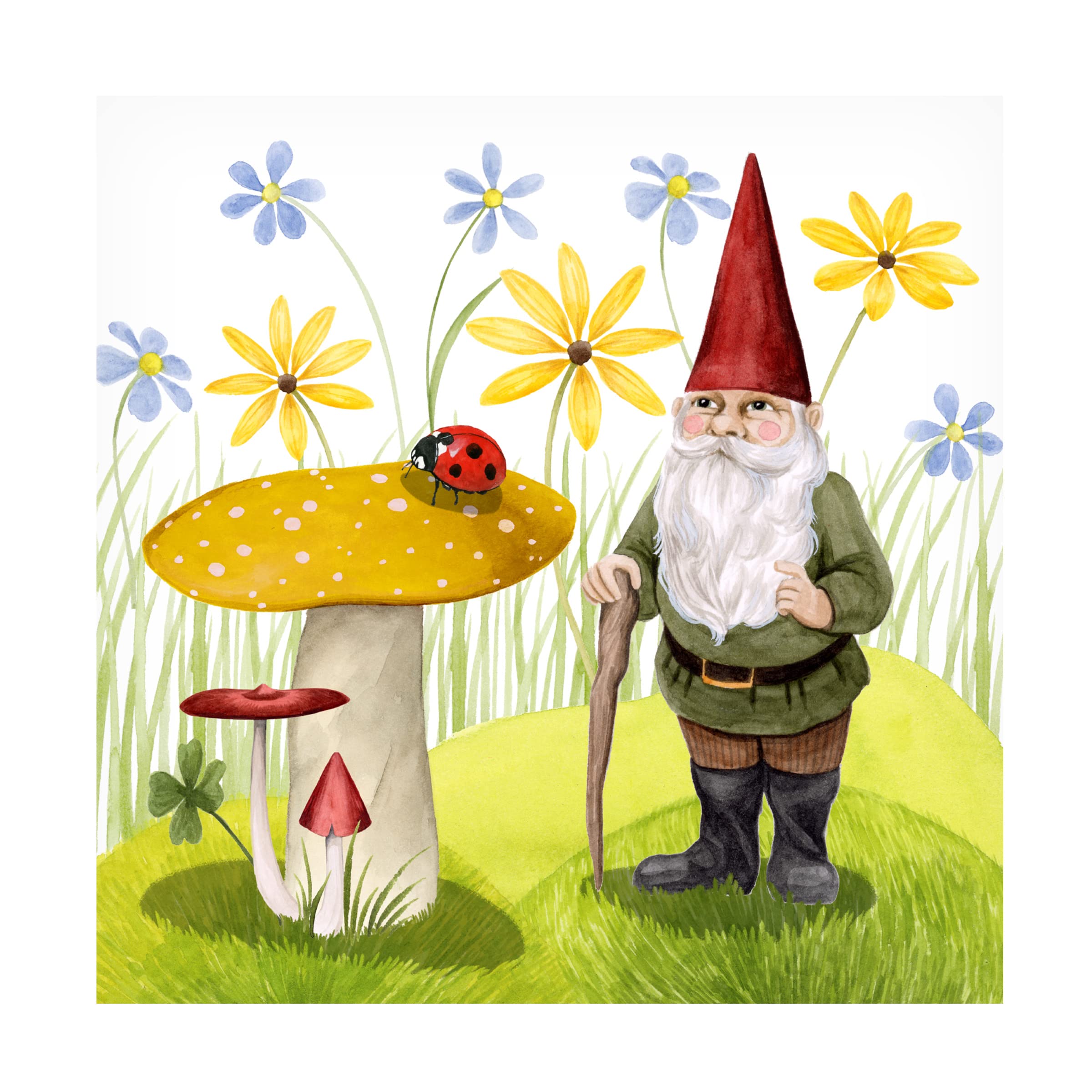 Grace Popp's 'Gnome Neighbors IV' Canvas Wall Art - Whimsical Garden Gnome Painting for Home Decor, Living Room & Nursery - Trademark Fine Art Collection