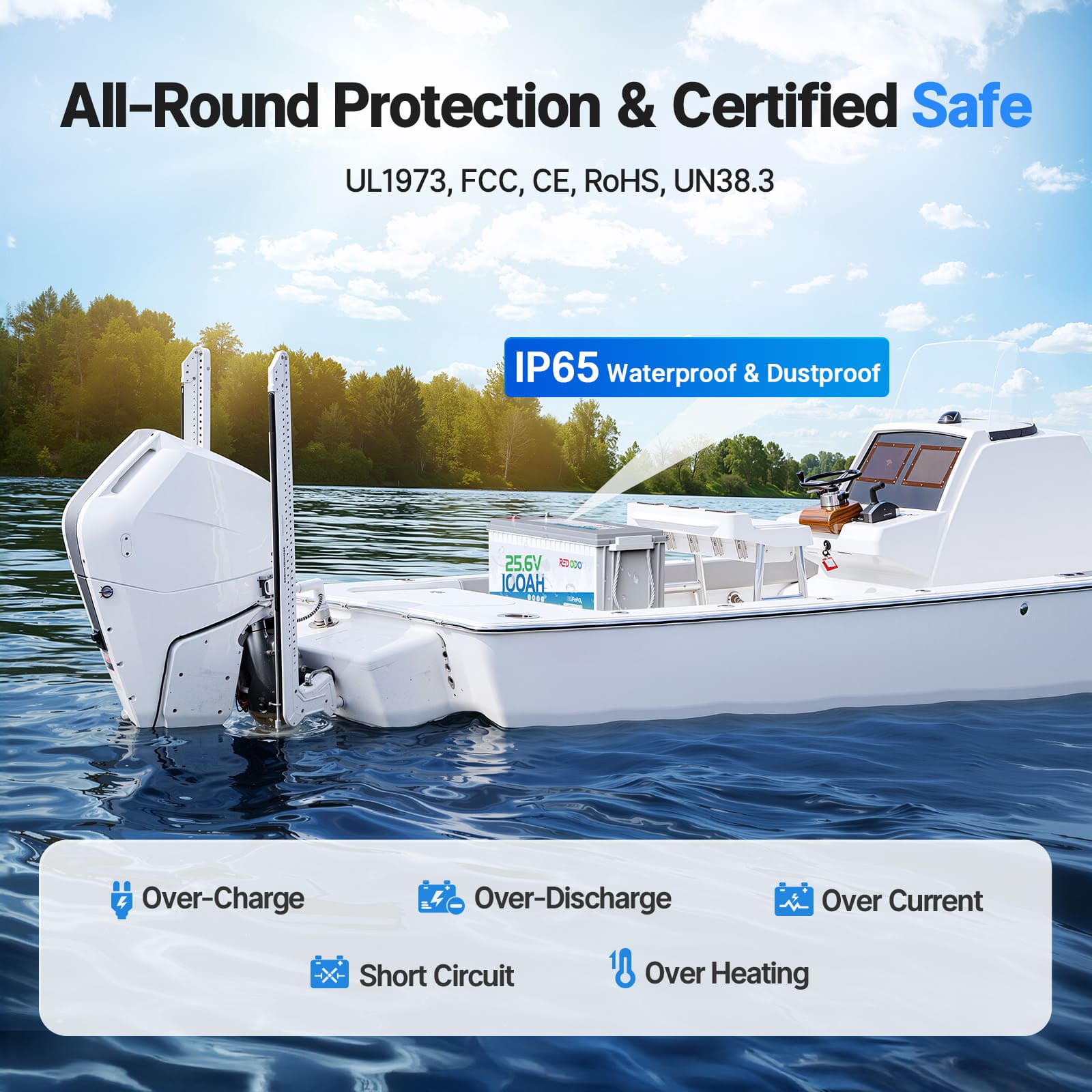 Redodo 24V 100Ah LiFePO4 Lithium Battery - Deep Cycle for Marine, RV, Solar Power, Home Backup & Off-Grid Energy Storage | Long-Lasting & Reliable Power Solution