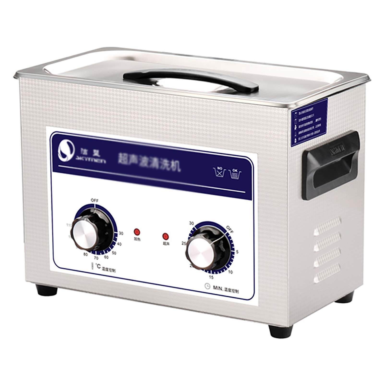 Professional Ultrasonic Cleaner with Knob Control & Heater - Low Noise Jewelry, Eyeglass, Watch Cleaner for Home & Clinic Use - Perfect for Rings, Lenses, Dentures, Coins & Small Metal Parts