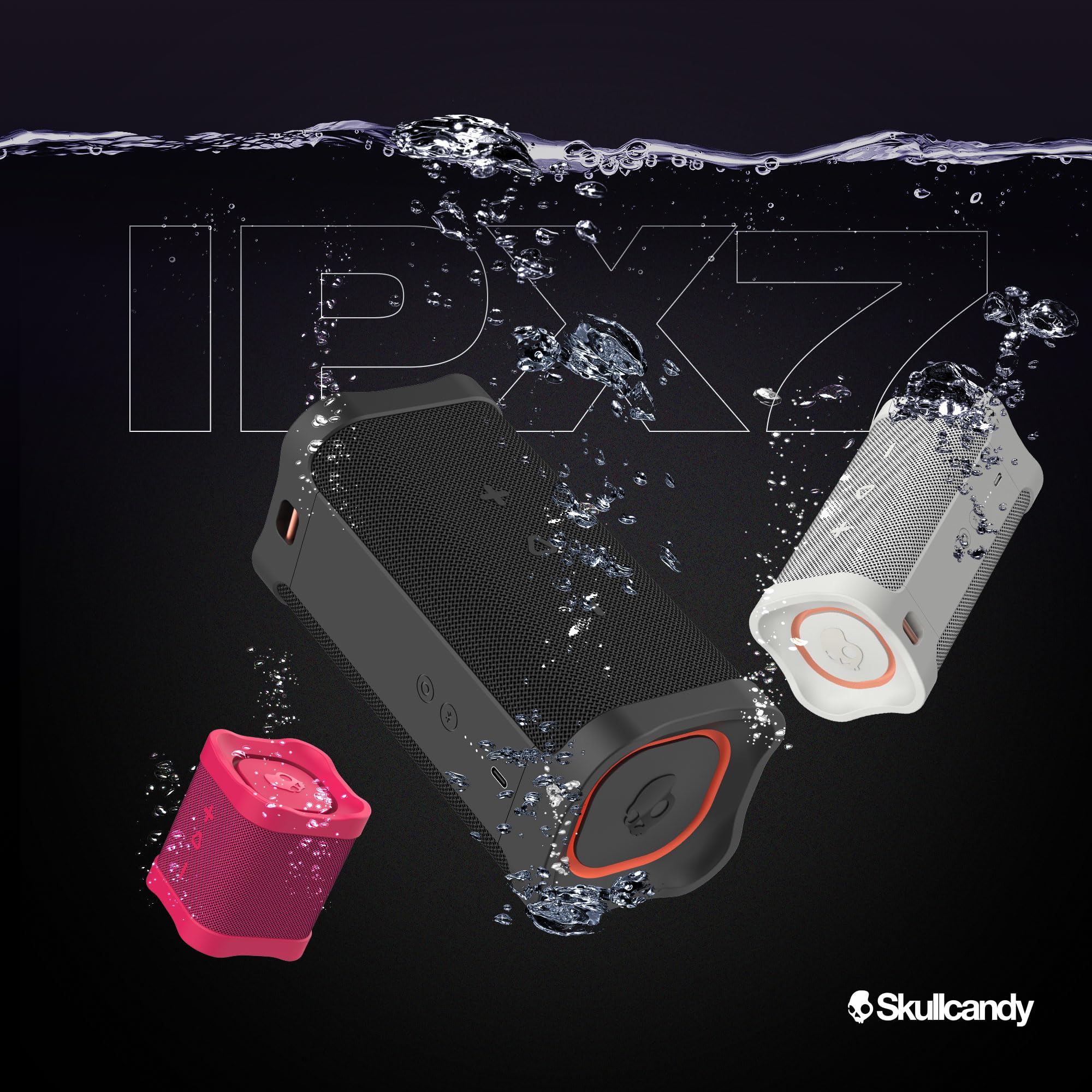 Skullcandy Terrain XL Wireless Bluetooth Speaker - IPX7 Waterproof Portable Speaker with 18-Hour Battery, Nylon Wrist Strap & True Wireless Stereo | Perfect for Outdoor Adventures, Beach Parties & Travel