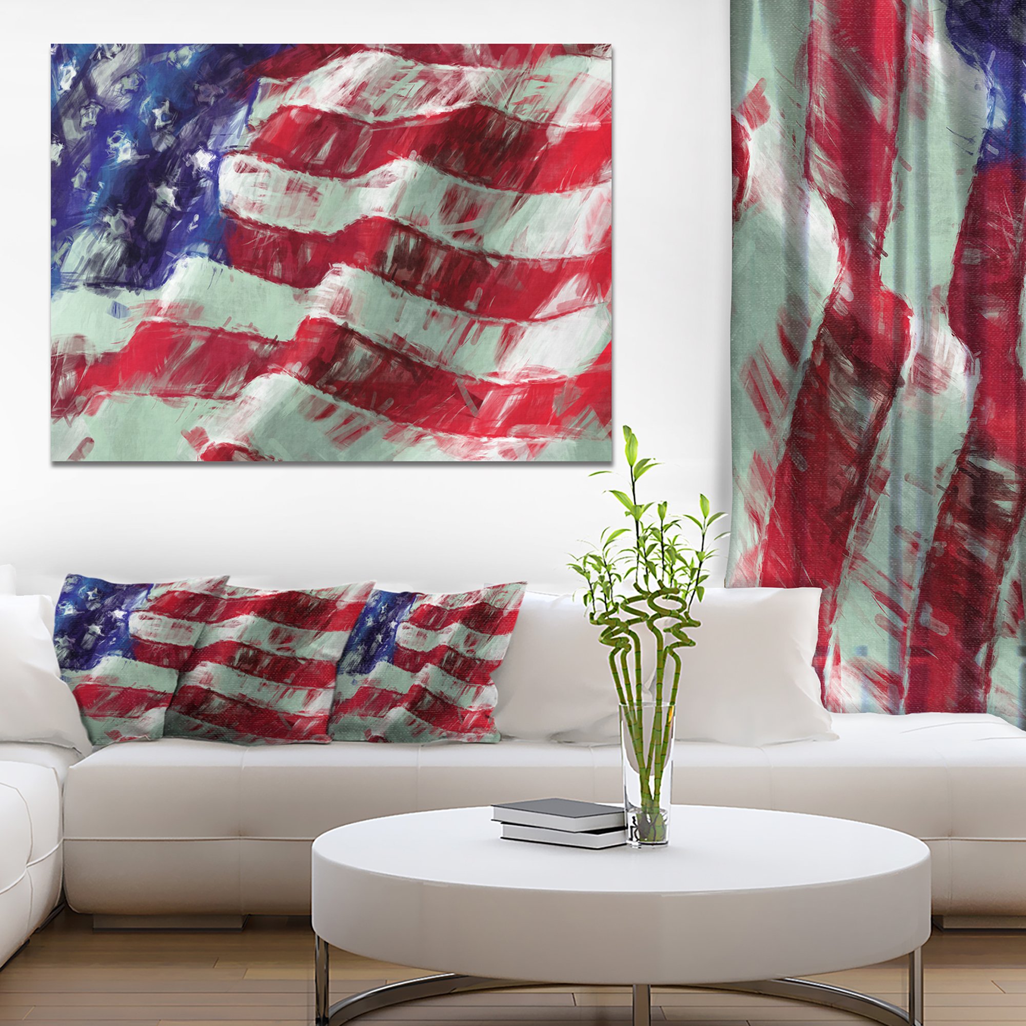 USA Flag Abstract Art Map & American Flag Canvas Print - Patriotic Wall Decor for Home, Office & Gifts