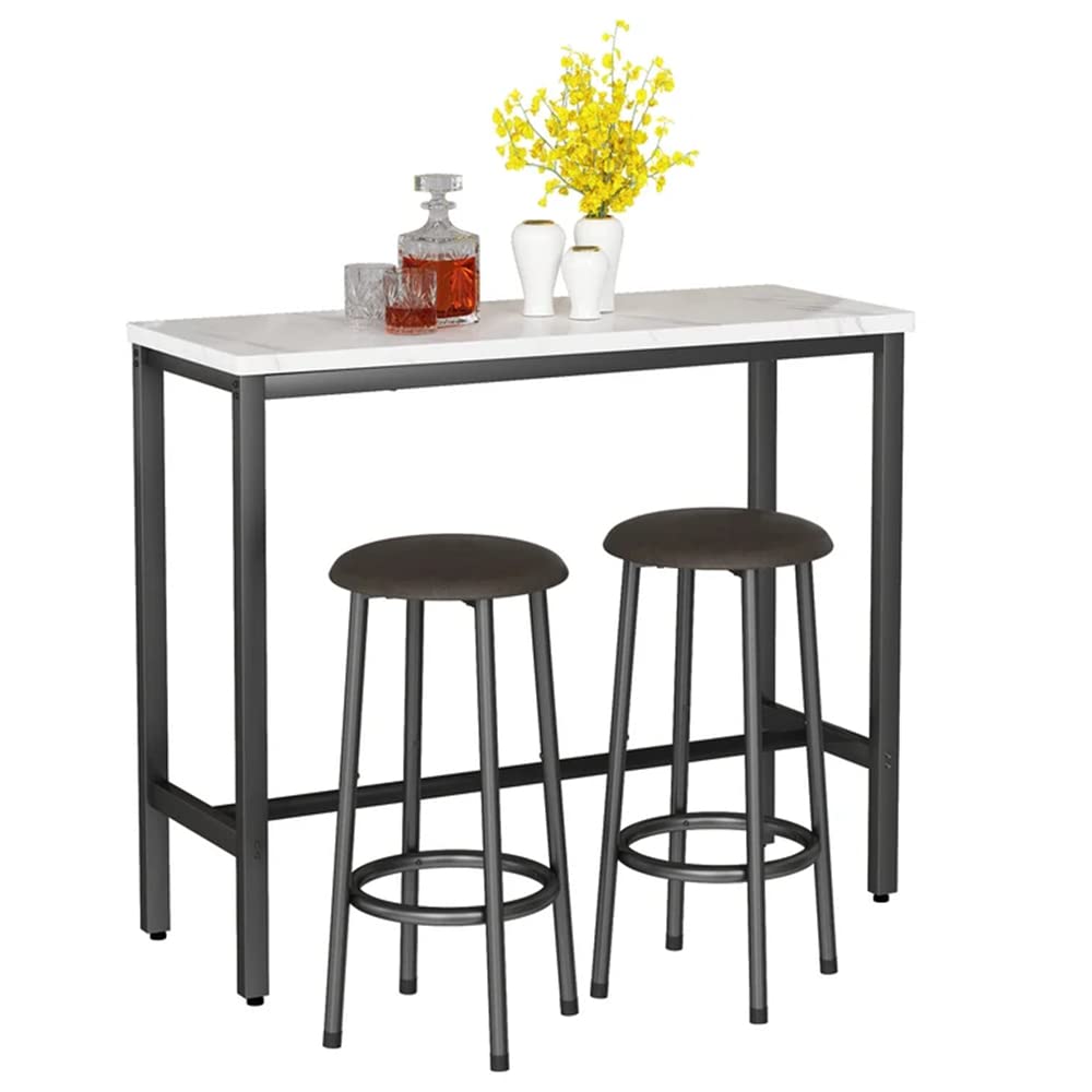 MIERES 3-Piece Counter Height Bar Table Set with 2 Round Stools - 47.2