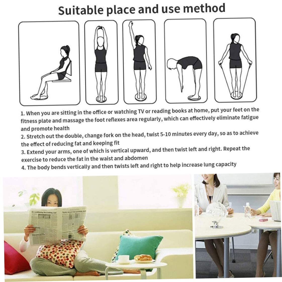 9.6 Inch Non-Slip Wobble Board - Twist Balance Board for Core Workout, Abdominal Strengthening & Waist Slimming - Home Gym Equipment for Men & Women - Perfect for Yoga, Pilates & Physical Therapy Exercises