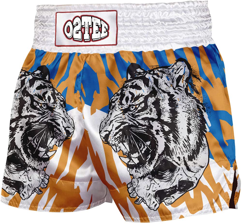 O2TEE Unisex Galaxy Print MMA Muay Thai Shorts for Men & Women - Gym, Boxing, Kickboxing Training & Competition Wear