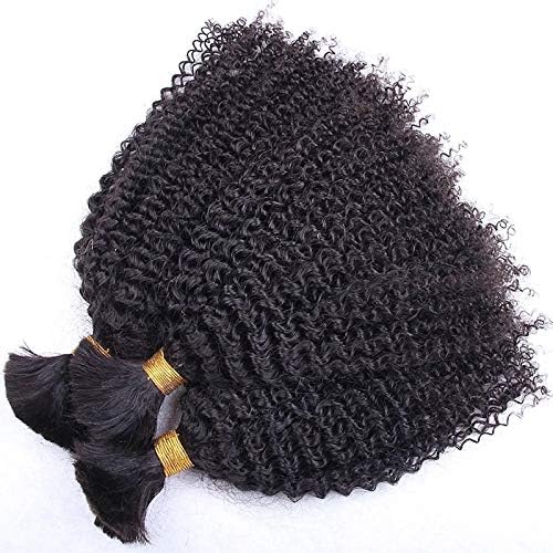 **Afro Kinky Curly Human Hair Bundles 22inch - Mongolian Braiding Bulk Hair No Weft - 100% Remy Human Hair Extensions for Weaving (1Bundle/Order, Natural Color) - Perfect for Protective Styles, Box Braids & Twist Outs**