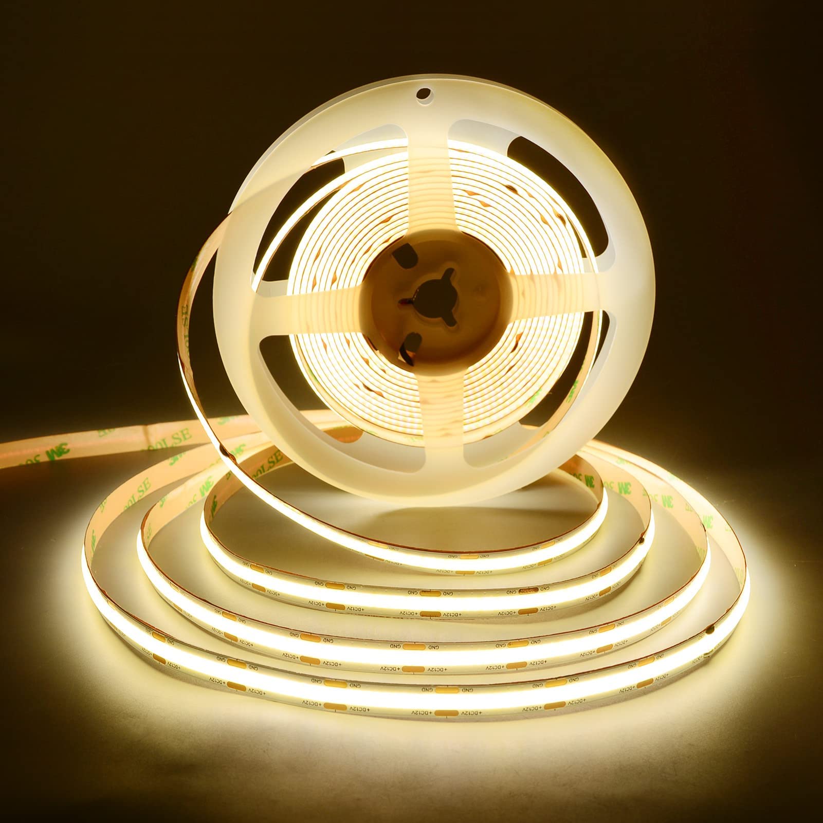 12V COB LED Strip Light 16.4ft 4000K Natural White - 2400 LEDs Super Bright Flexible Light Strip, CRI 90+ High Density Uniform Lighting for Home Decor, Kitchen, Bedroom, Living Room (No Adapter/Controller Included)
