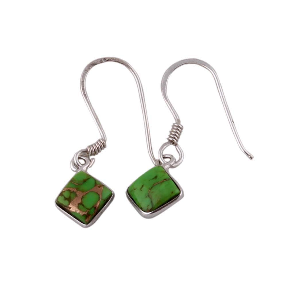 Elegant Green Turquoise Dangle Earrings for Women - Sterling Silver Floral Drop Earrings - Perfect Summer Gift for Her - Boho Chic Jewelry for Parties, Weddings & Casual Wear