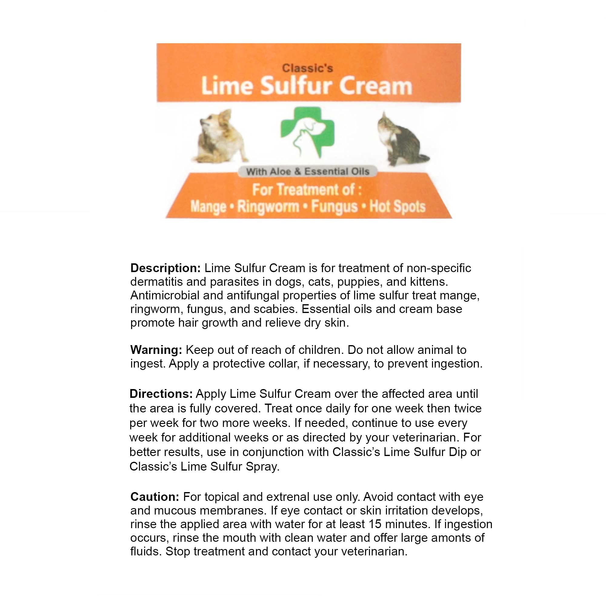 Classic's Lime Sulfur Dip Pet Skin Ointment (2 oz x 2 Jars) - Vet-Recommended Treatment for Itchy & Dry Skin in Dogs, Cats, Puppies, Kittens & Horses - Safe Medicated Cream for Fungal & Bacterial Infections - Perfect for Grooming, Skin Care & Allergy Relief