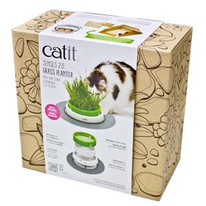 Catit Senses 2.0 Cat Grass Planter Kit - Indoor Cat Grass Growing System with Tray & Seeds - Perfect for Healthy Cat Digestion & Playtime Fun