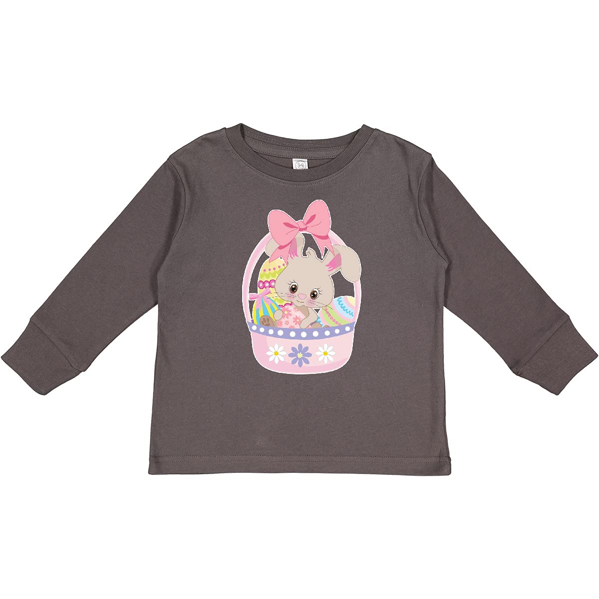 Easter Bunny in Basket with Eggs Toddler Long Sleeve T-Shirt - Cute Easter Outfit for Boys & Girls - Perfect for Easter Egg Hunts & Spring Celebrations