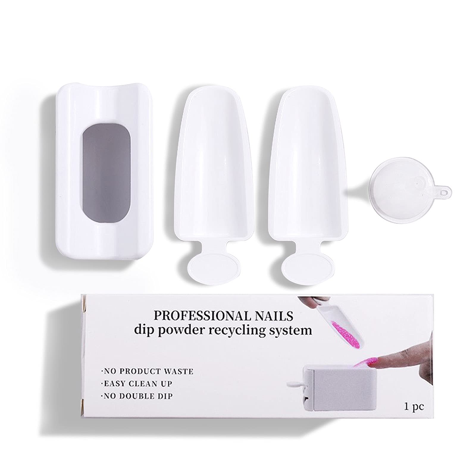 EXCLUZO Nail Brush & Powder Recycling Tray System - French Manicure Diving Container with Soft Dust Remover Brush - Professional Nail Art Cleaning Kit for Salon & Home Use