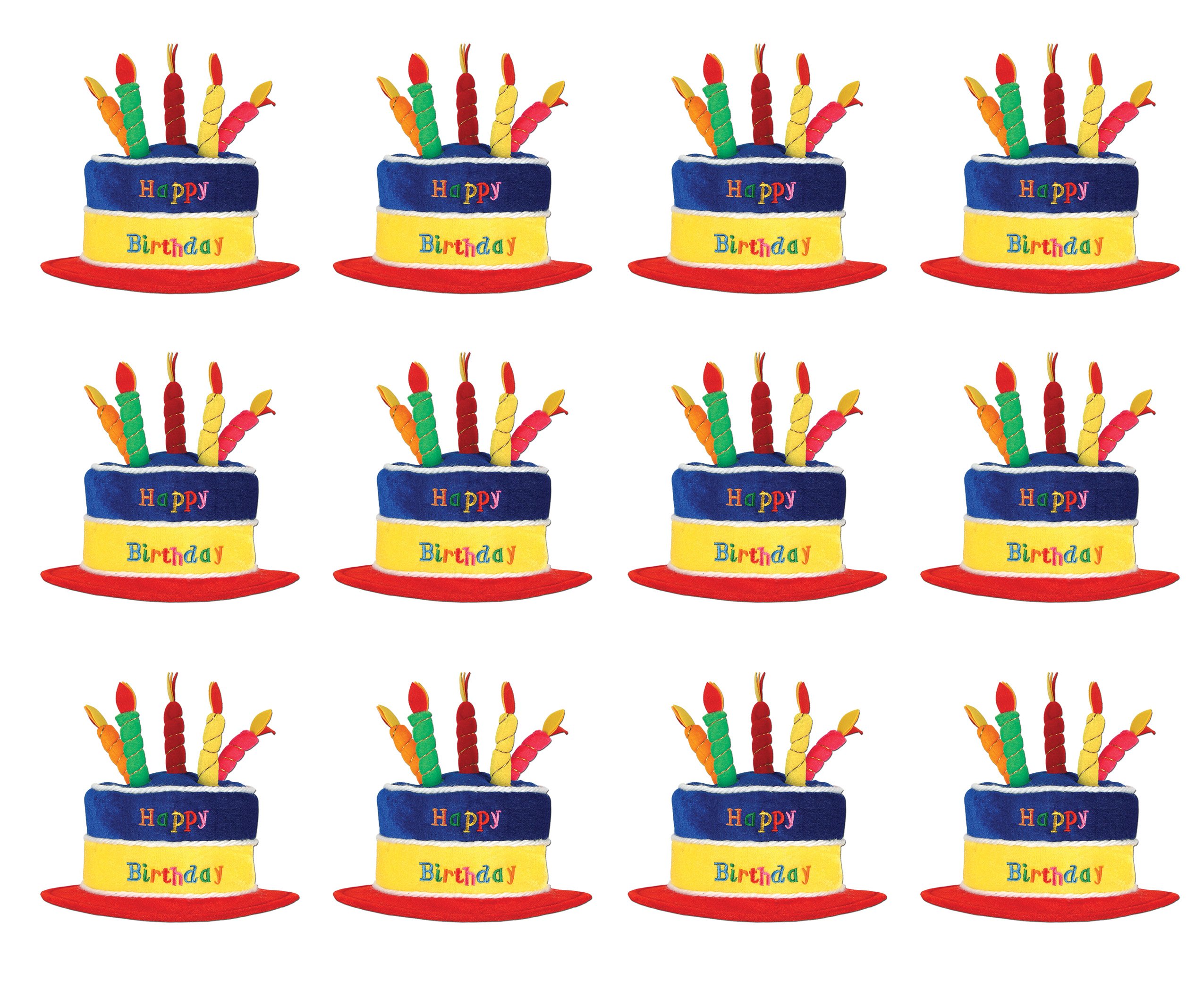 Beistle Happy Birthday Cake Hats with Candles - 12 Pack Unisex Party Hats for Birthday Celebrations | Perfect for Kids & Adult Birthday Parties, Cake Decorations & Special Occasions