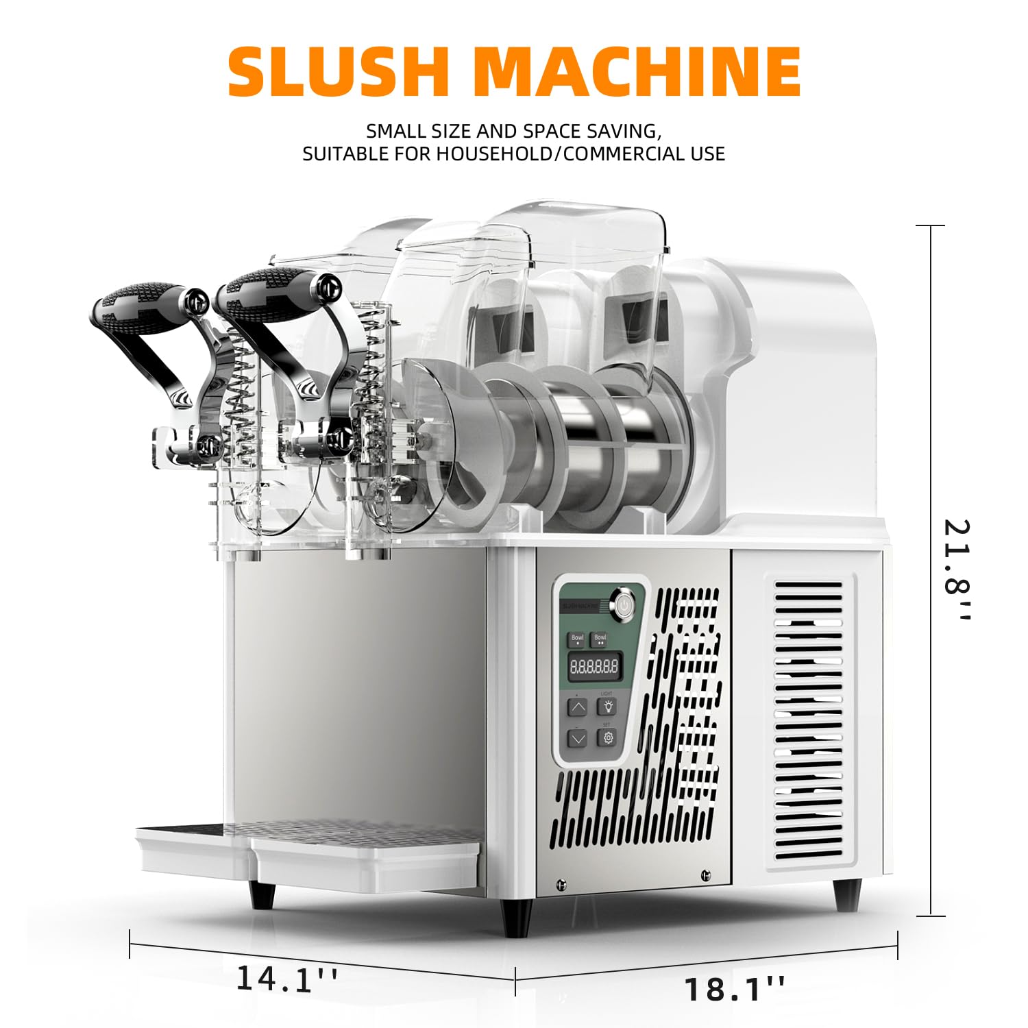 Commercial Slushy Machine for Alcoholic Beverages - 4L Dual Tank Margarita Maker, Frozen Drink & Smoothie Slushy Machine - Perfect for Bars, Restaurants, and Party Events