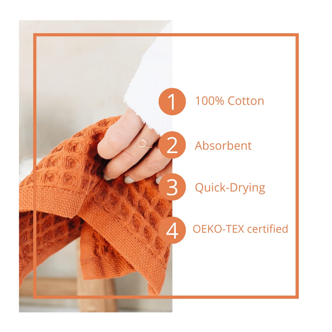 Premium Sea Me at Home Waffle Washcloths Set - 100% Turkish Cotton, Ultra Soft & Absorbent Bath Towels for Spa, Baby Care & Luxury Bathroom Essentials