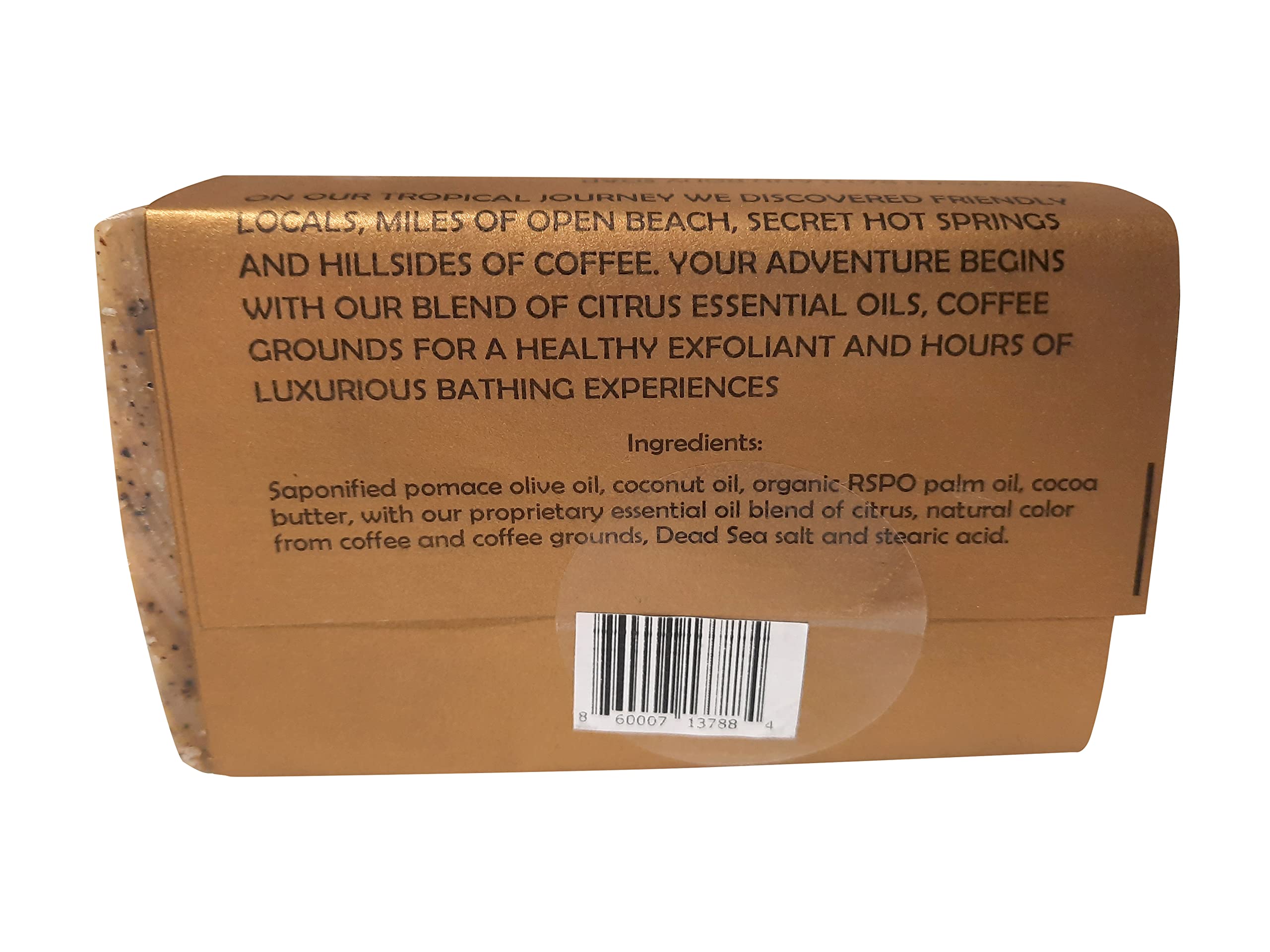 Costa Rican Adventure Bergamot Coffee Scrub Body Soap - Natural, Vegan, Kokum Butter Enriched - Exfoliating & Moisturizing for Spa-Like Relaxation at Home