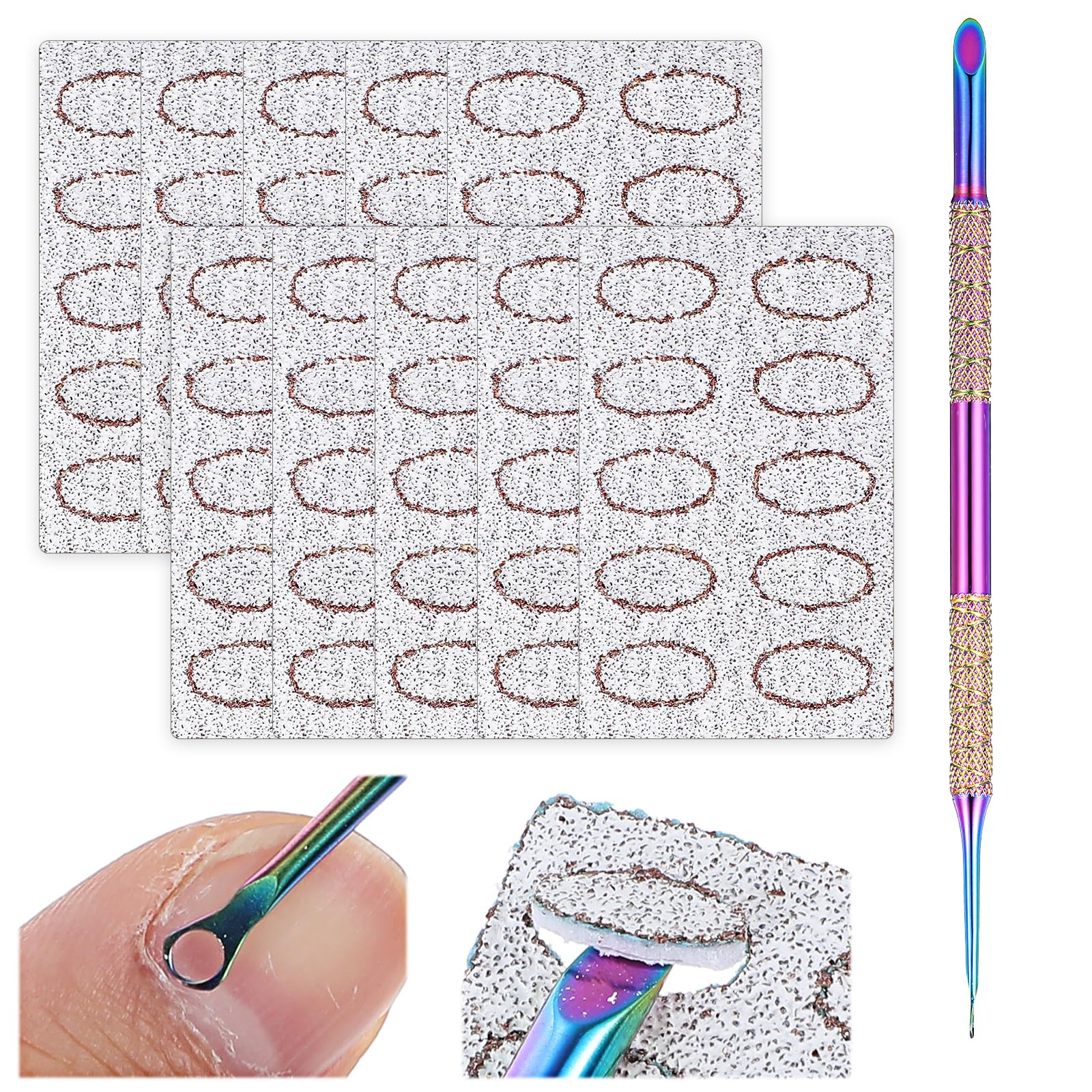 Ouligay 11-Piece Professional Cuticle Remover Tool Set - Stainless Steel Nail Cuticle Pusher & Scraper with 100/180 Grit Sandpaper Sheets - Complete Manicure & Pedicure Kit for Clean, Trimmed Nails - Perfect for Home Nail Care & Salon Professionals
