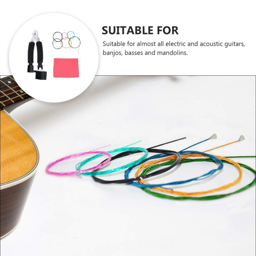 Milisten Guitar Maintenance Kit - 1 Set Includes Cleaning Cloth, Restringing Tools, Bridge Pin Puller & Plastic Needles (15pcs) - Perfect for Guitar Care, String Replacement & Instrument Maintenance