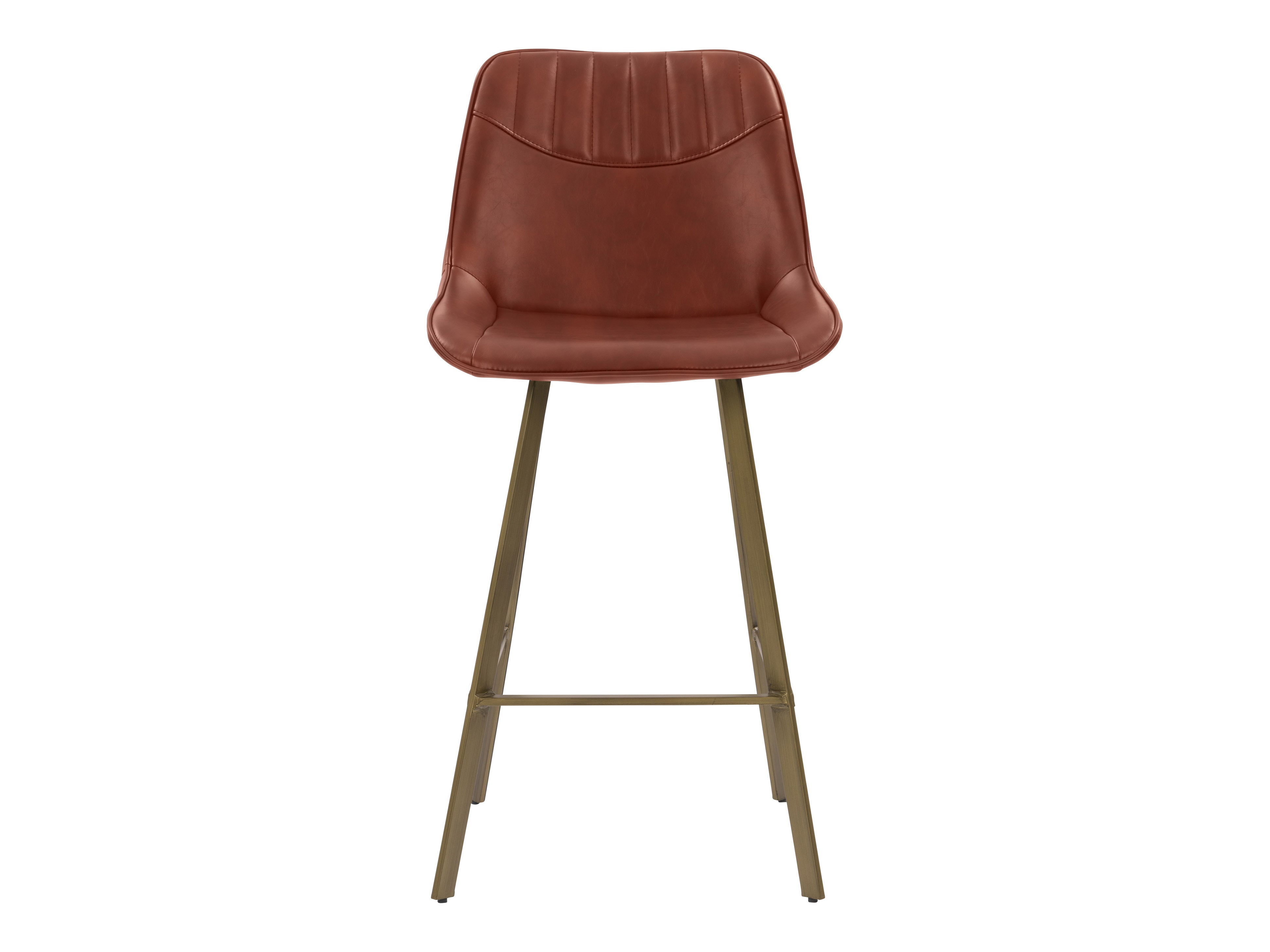 Brown Vegan Leather Bar Stools - Set of 2 Modern PU Leather Counter Height Stools for Kitchen Island, Dining Room & Home Decor | Eco-Friendly Faux Leather Seat Stools with Metal Legs