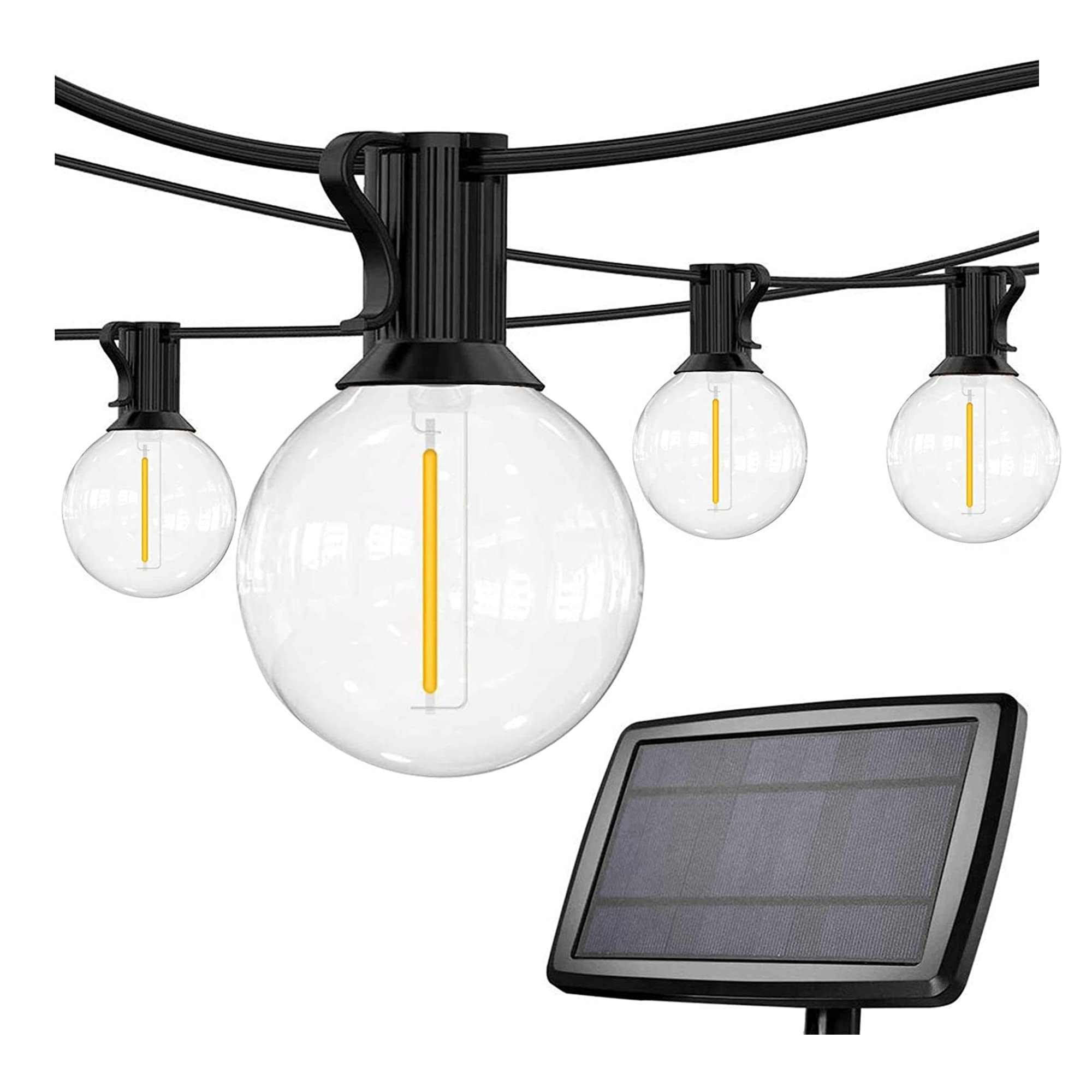 SUNTHIN 27FT Outdoor Solar String Lights - 13 Shatterproof G40 LED Bulbs on Black Cable with 4 Lighting Modes - Waterproof Solar Powered Fairy Lights for Patio, Garden, Tent, Backyard, Wedding & Party Decor (3 Pack)