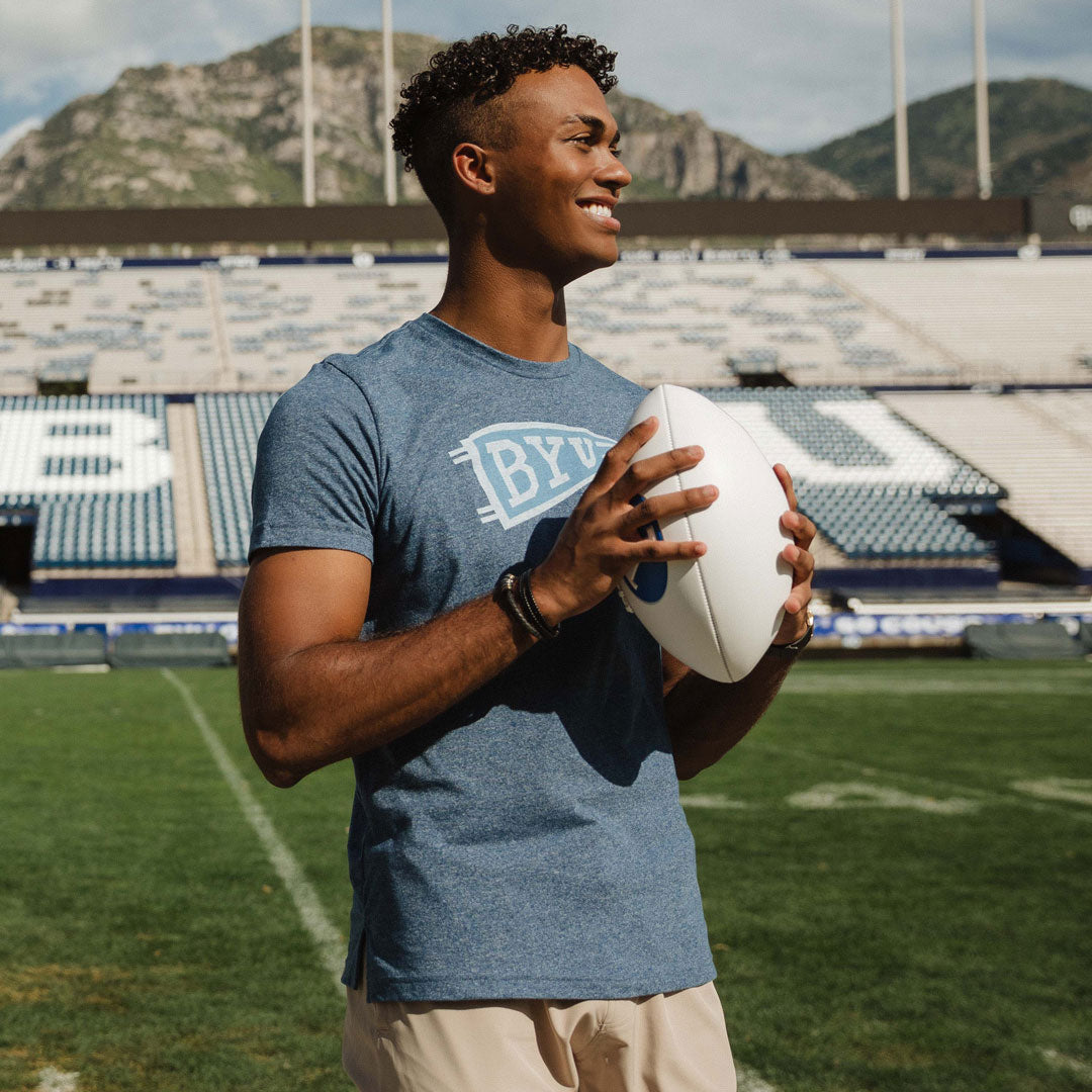 BYU Men's Classic Cotton T-Shirt - Navy Blue, Comfortable & Breathable for Casual Wear, School Spirit, and Everyday Outfits