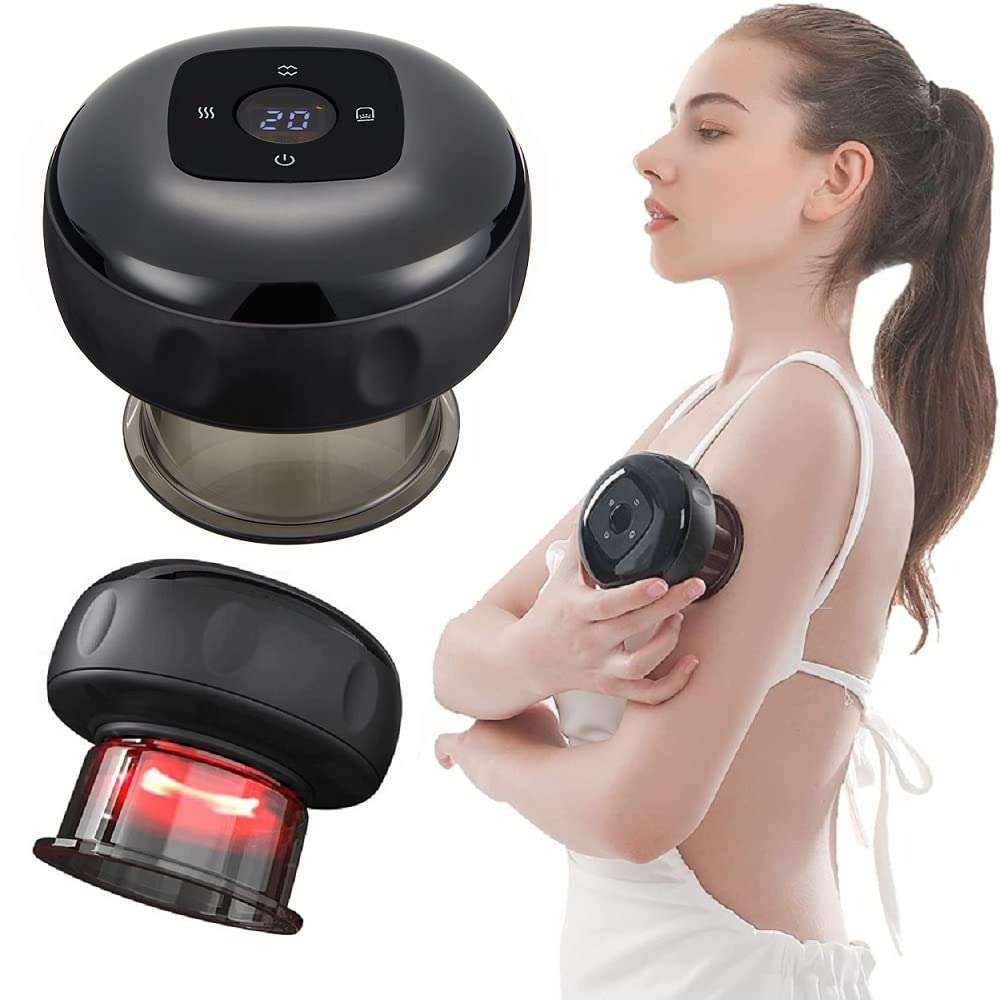 12-Level Electric Cupping Therapy Massager with Red Light Heating - Smart Scraping for Body Slimming & Pain Relief - Perfect for Home Spa, Muscle Recovery, and Relaxation Therapy
