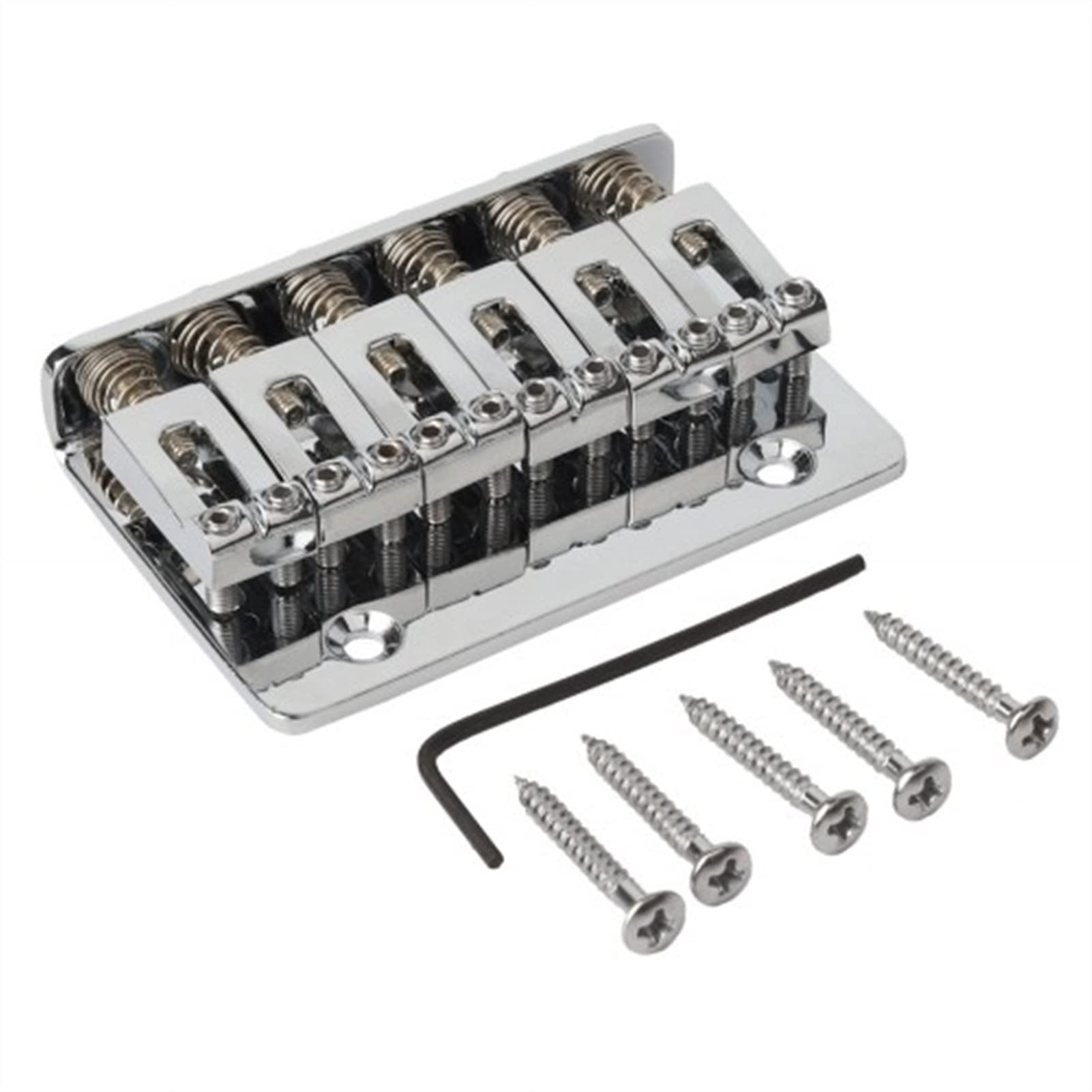 6 String Metal Fixed Hardtail Guitar Bridge - Top Load Electric Guitar Saddle Tailpiece (Silver) | Perfect for Electric Guitar Upgrades & Repairs
