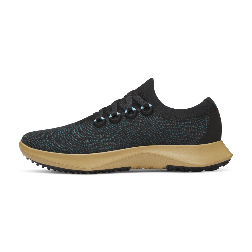 Men's Wool Dasher Mizzle Running Shoes - Natural Black/Chasm Teal with Stony Beige Sole - Waterproof & Breathable Trail Sneakers for Hiking, Jogging, and Outdoor Adventures