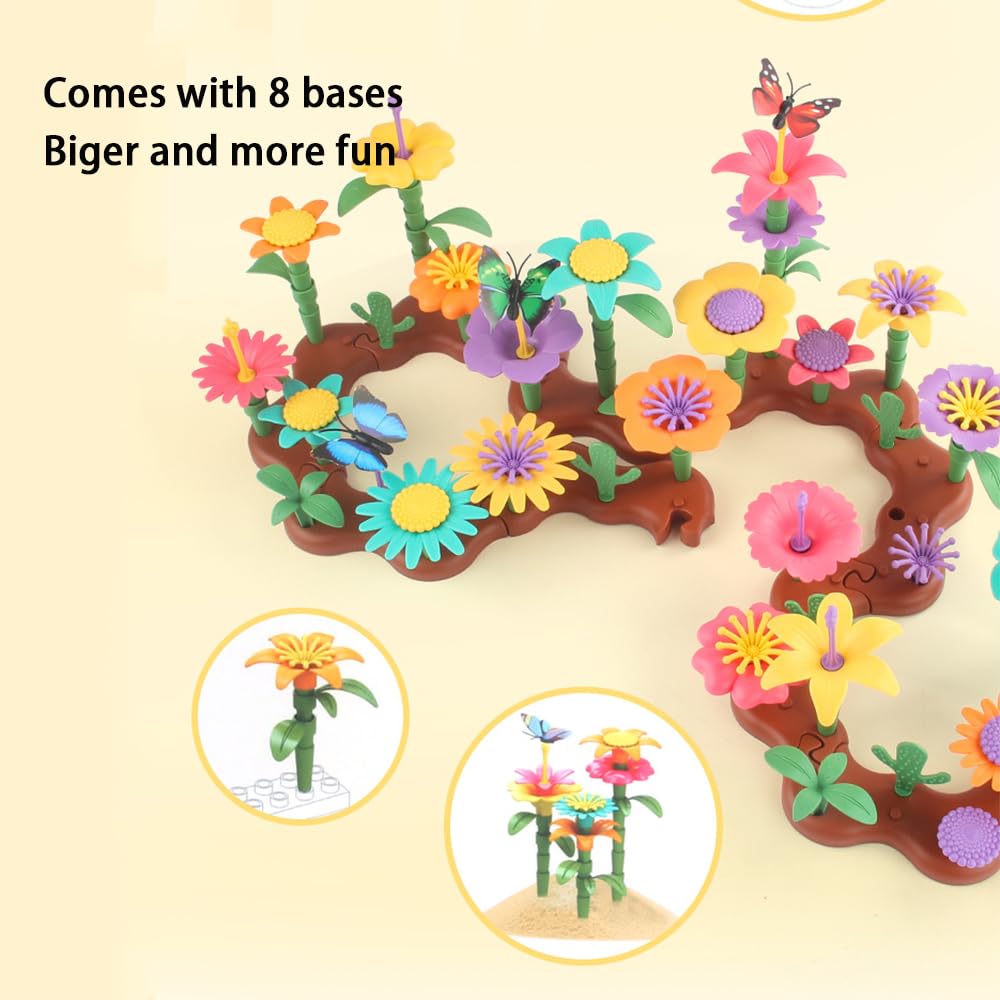 **AKANYA Flower Garden Building Blocks - Educational Floral Pretend Play Set for Kids Ages 3-7, DIY Stacking Toys for Creative Play - Perfect for Indoor & Outdoor Garden-Themed Activities**