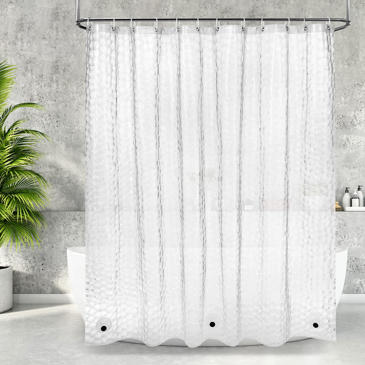 ARICHOMY Waterproof Shower Curtain Liner - 72x72 Inch EVA Bathroom Shower Stall Curtain with Rust-Resistant Grommets | Ideal for Bathrooms, Dorms & RVs (Grey)