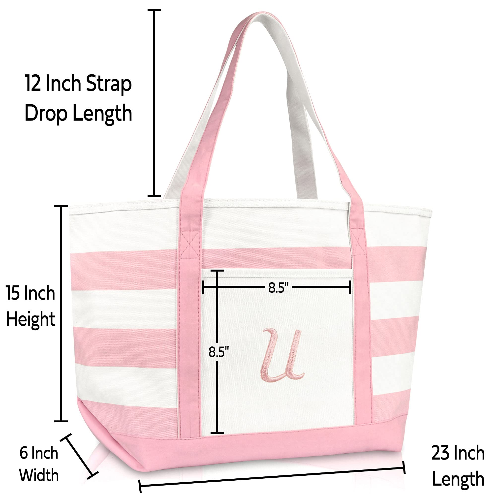 Personalized DALIX Striped Beach Tote Bag with Monogram Letter A-Z - Perfect for Summer Travel, Poolside, and Shopping