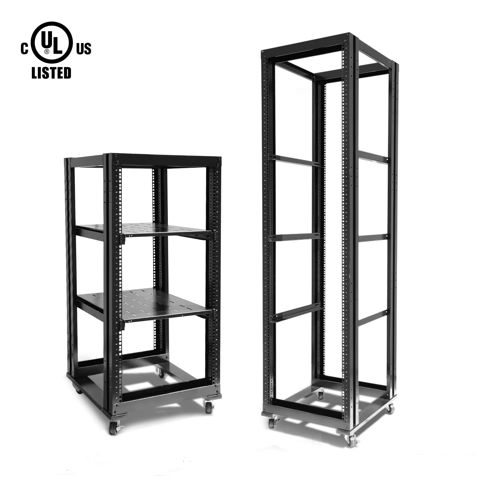 15U 4-Post Open Frame 19-Inch Server Rack | Heavy Duty Steel & Aluminum Construction | UL Certified | Perfect for Data Centers, Home Studios & AV Equipment (31-Inch Depth)
