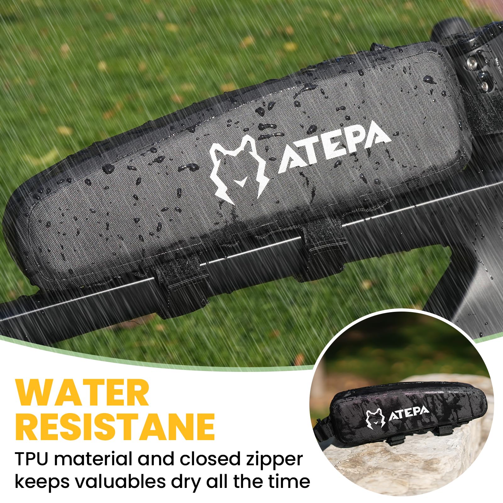 ATEPA 2L Waterproof Bike Frame Bag - Top Tube Bicycle Bag for Mountain & Road Bikes - Large Capacity Under Seat Saddle Pouch - Perfect for Cycling, Commuting & Outdoor Adventures