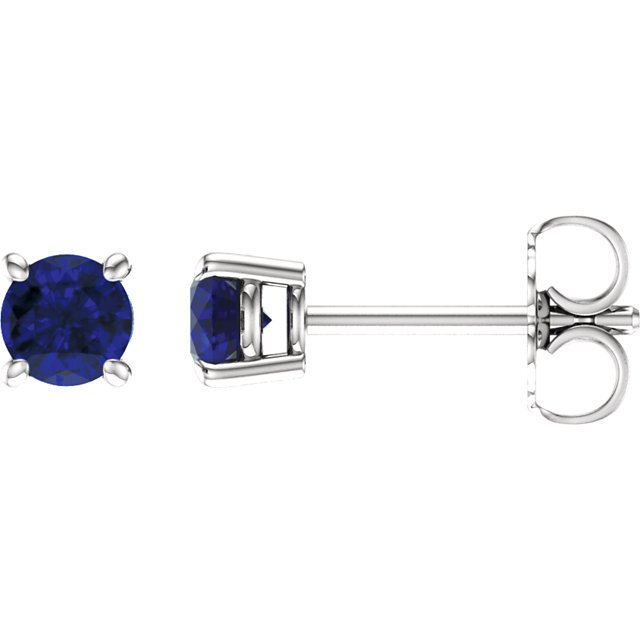 14K Gold 0.70 CTW Round Blue Sapphire Stud Earrings for Women - Elegant Jewelry Gift for Birthday, Anniversary & Special Occasions