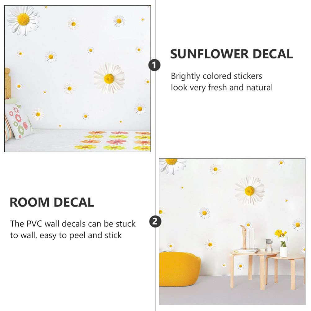 Toyvian 3D Daisy Flower Wall Stickers - Removable DIY Wall Decals for Home Decor | Bedroom, Living Room & Bathroom Wall Art | Perfect for Nursery, Wedding Backdrop & Photo Corner Decoration