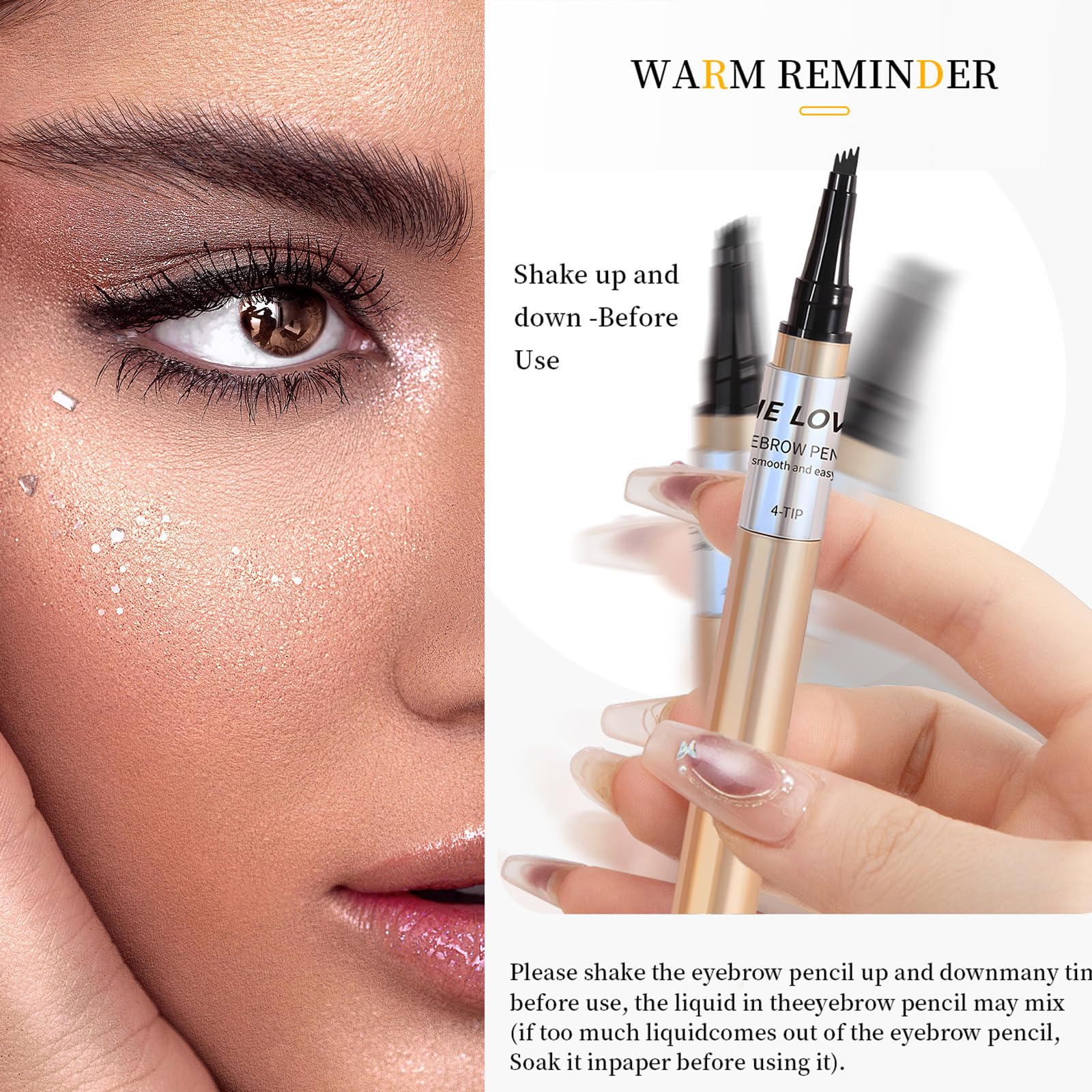 Natural Brow Eyebrow Pen - Waterproof Microblading Eyebrow Pencil for Women, Long-Lasting Brown Eyebrow Makeup (Red Brown) - Perfect for Daily Use, Professional Makeup & Special Occasions