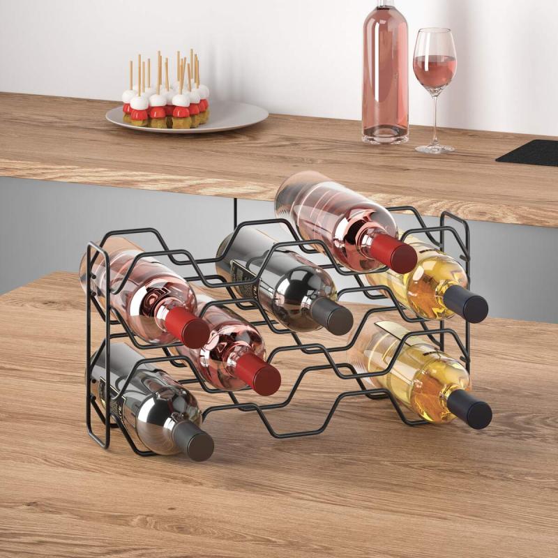 Hexagon Wine Rack - Modern Matte Black Metal Wall Mounted Wine Storage for Kitchen, Bar & Dining Room Decor