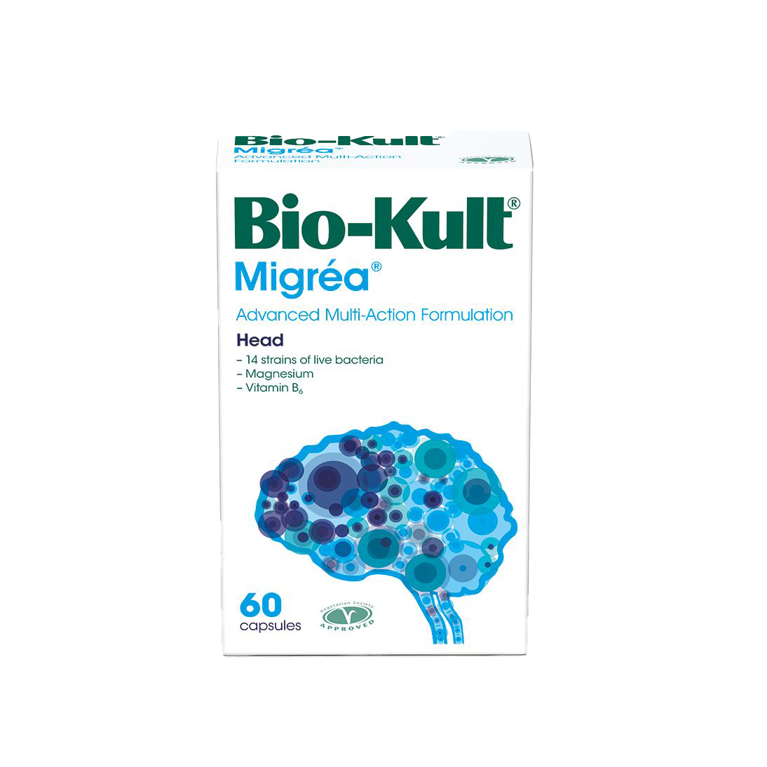 Bio Kult Migréa 60 Capsules - Natural Migraine Relief Supplement with Probiotics & Vitamins - Supports Headache & Stress Relief - Perfect for Travel, Work & Daily Wellness