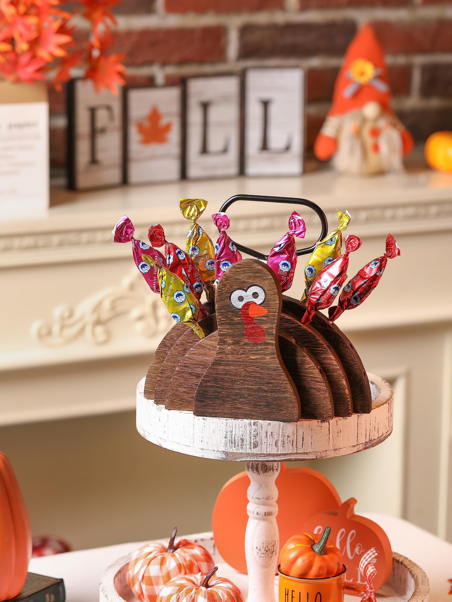 Thanksgiving Wooden Turkey Lollipop Holder & Cake Pop Stand - Fall Home Decor for Table Centerpiece, Party Display, and Holiday Dessert Serving