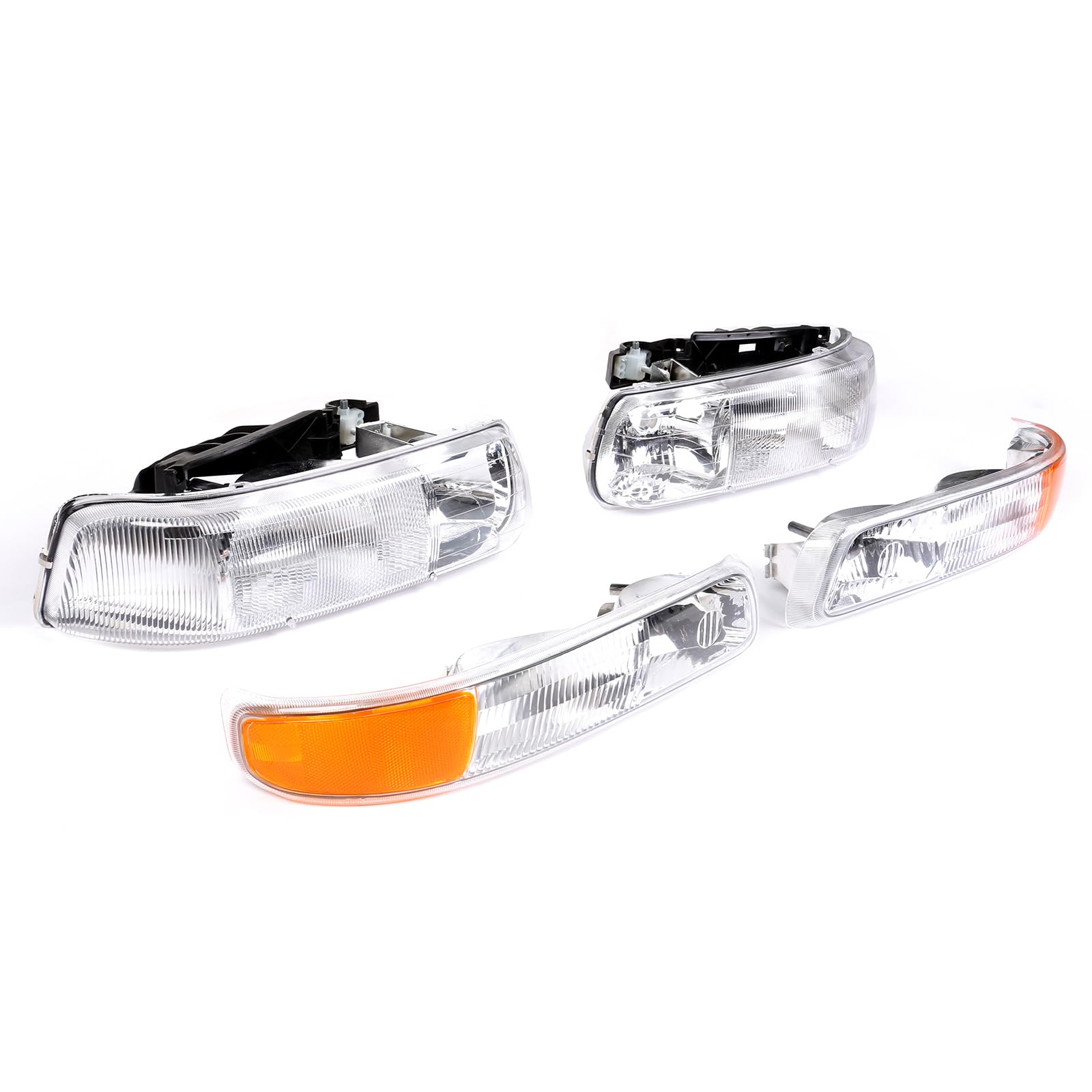 OE-Style Replacement Headlights Assembly for 1999-2002 Chevy Silverado 1500/2500 & 2000-2006 Tahoe/Suburban - Complete Headlamp Kit with Bumper Lights | Durable LED Lighting for Night Driving & Off-Road Adventures