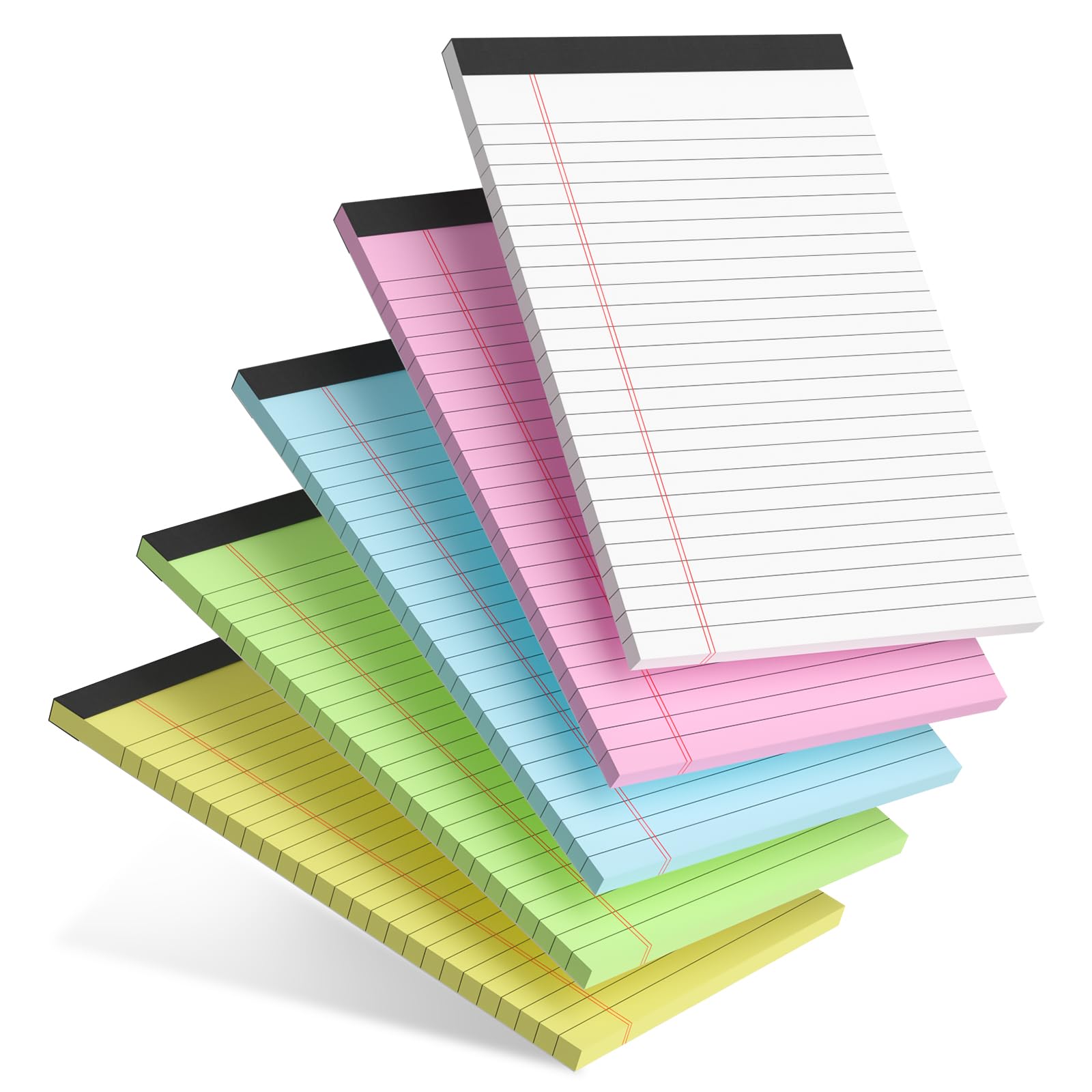 5-Pack Colorful 5x8 Inch College Ruled Notebooks - Small Legal Pads with Perforated Sheets, Narrow Ruled Writing Paper for School, Office & Home Use - Multicolor Notepads for Study, Work & Daily Notes
