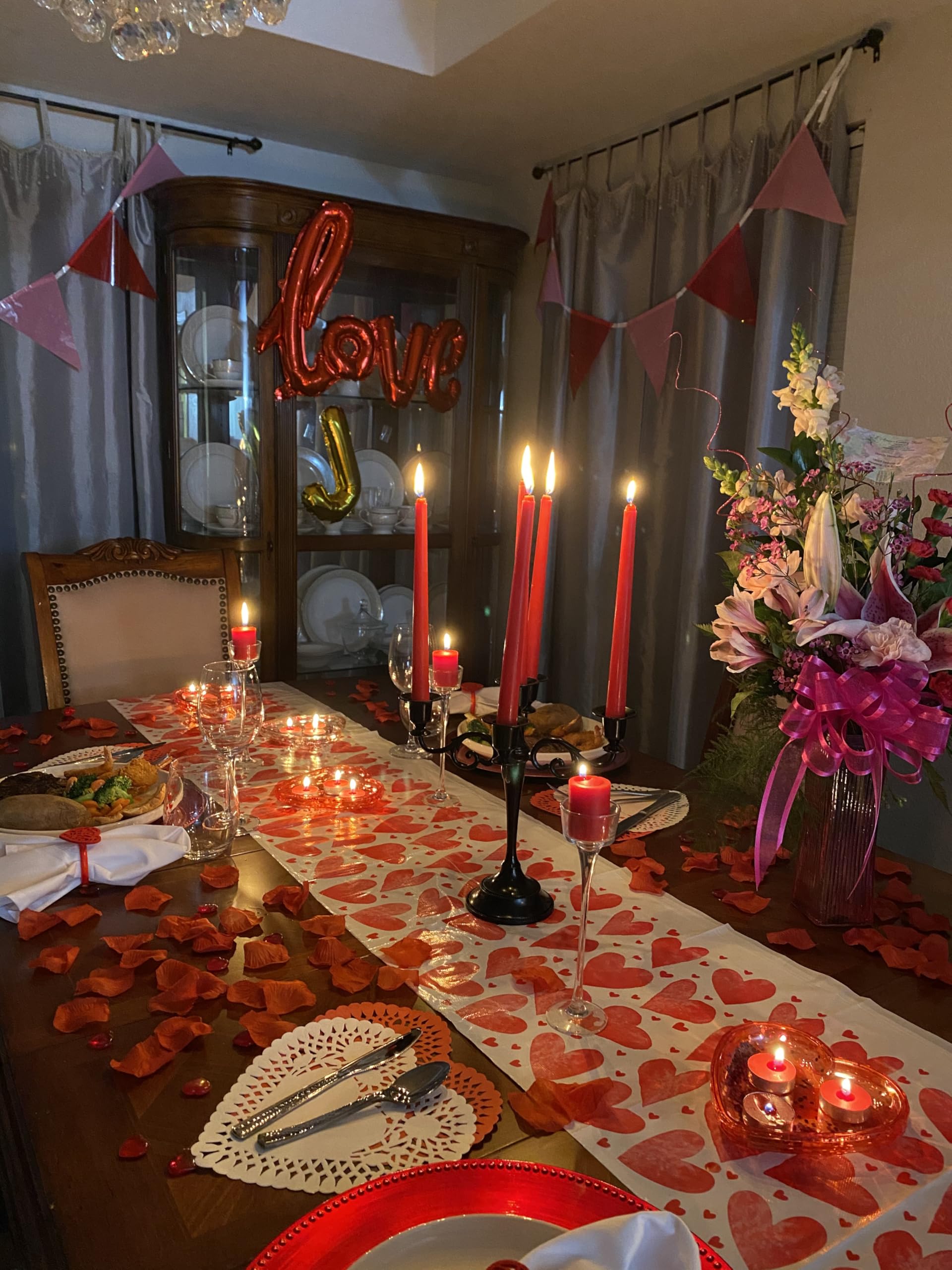 5-Arm Black Glossy Candelabra Taper Candle Holders - Elegant Table Centerpiece for Indoor Decor, Kitchen, Dining Room & Wedding Decorations - Perfect for Romantic Dinners, Holiday Tablescapes & Home Decor