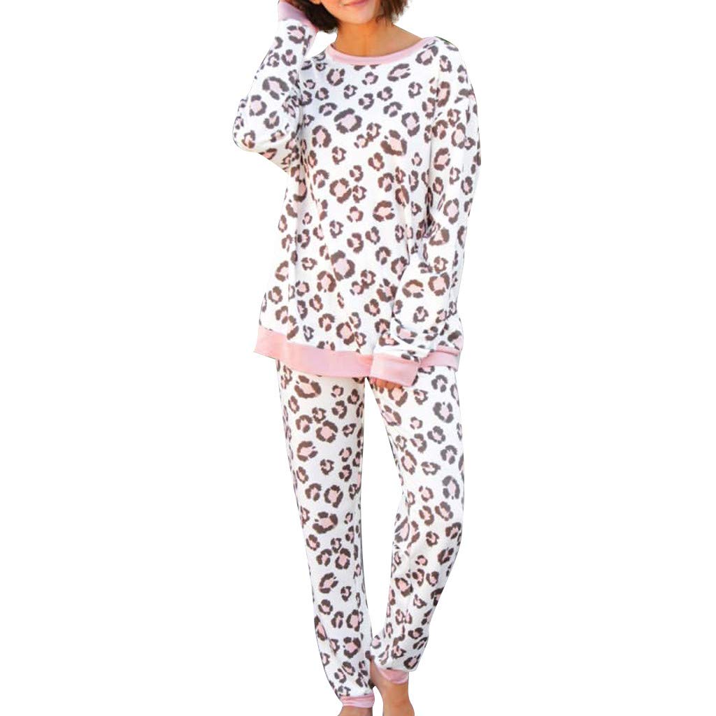 iLOOSKR Women's Leopard Print Tracksuit Set - Autumn Winter Fleece Lounge Wear, Casual Outfit for Home, Gym & Travel